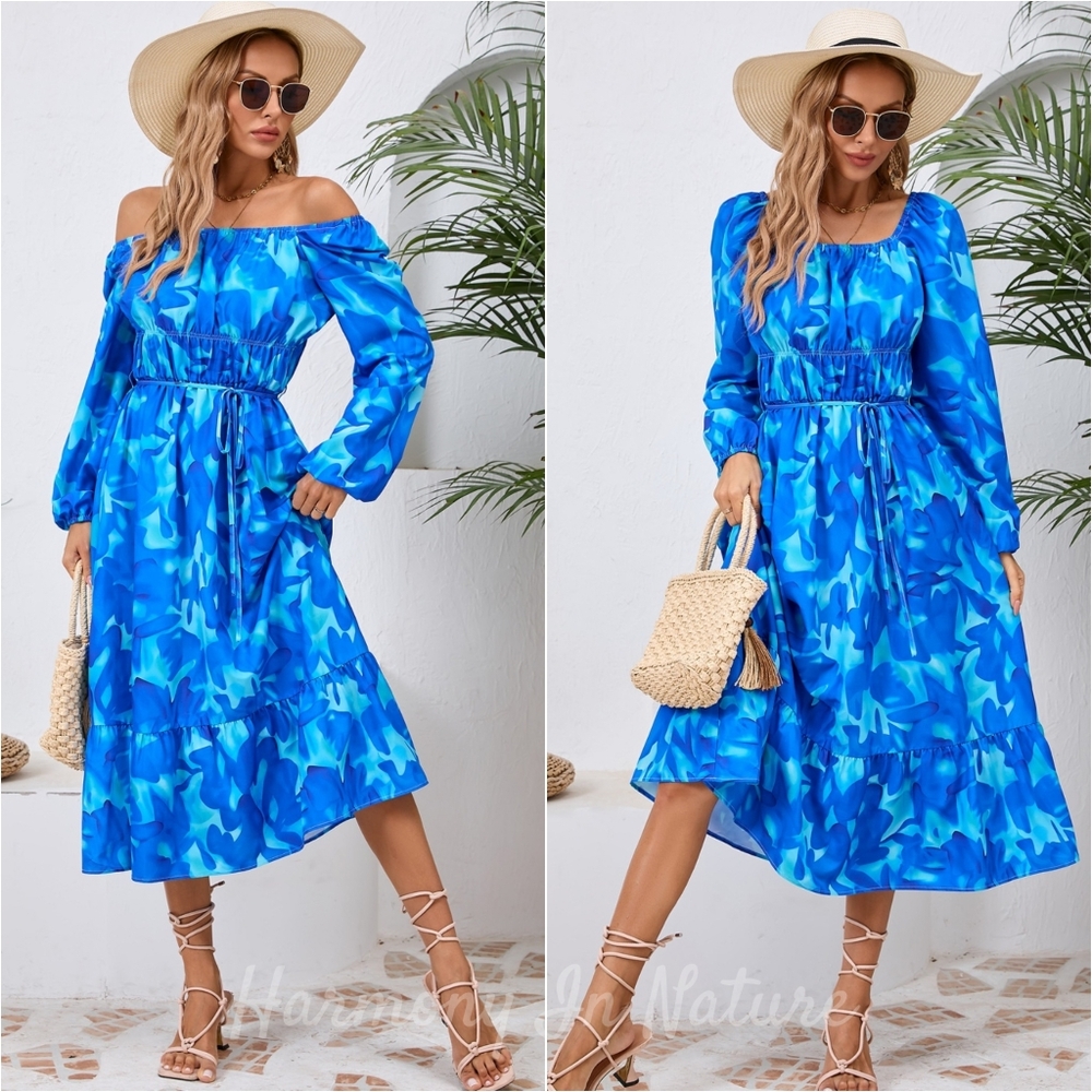 Bloom Your Way Midi Dress - Blue